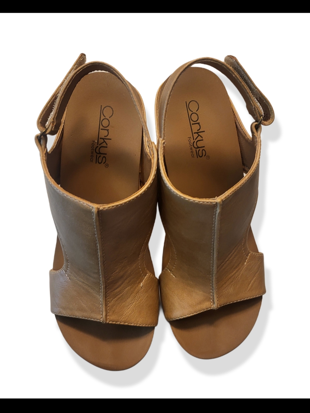 🌿Corkys Footwear Women's Size 7 Carley Wedge Sandals in a Caramel Smooth - Picture 4 of 12